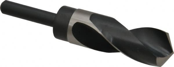 Precision Twist Drill - 1-15/64" Drill, 118° Point, High Speed Steel Silver Deming & Reduced Shank Drill Bit - Bright Finish, 6" OAL, Straight Shank, 3" Flute Length, Right Hand Cut, Standard Point, Spiral Flute, Regular Spiral - Americas Industrial Supply