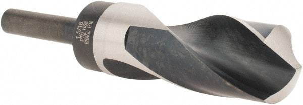 Precision Twist Drill - 1-5/16" Drill, 118° Point, High Speed Steel Silver Deming & Reduced Shank Drill Bit - Bright Finish, 6" OAL, Straight Shank, 3" Flute Length, Right Hand Cut, Standard Point, Spiral Flute, Regular Spiral - Americas Industrial Supply