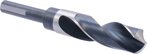 Precision Twist Drill - 29/32" Drill, 118° Point, High Speed Steel Silver Deming & Reduced Shank Drill Bit - Bright Finish, 6" OAL, Flats on Shank, 3" Flute Length, Right Hand Cut, Standard Point, Spiral Flute, Regular Spiral - Americas Industrial Supply