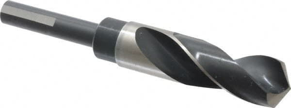 Precision Twist Drill - 15/16" Drill, 118° Point, High Speed Steel Silver Deming & Reduced Shank Drill Bit - Bright Finish, 6" OAL, Flats on Shank, 3" Flute Length, Right Hand Cut, Standard Point, Spiral Flute, Regular Spiral - Americas Industrial Supply
