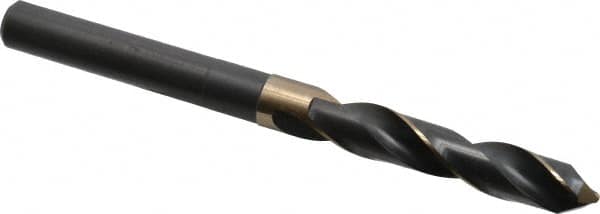 Precision Twist Drill - 17/32" Drill, 118° Point, Cobalt Silver Deming & Reduced Shank Drill Bit - Bright Finish, 6" OAL, Straight Shank, 3" Flute Length, Right Hand Cut, Split Point, Spiral Flute, Regular Spiral - Americas Industrial Supply