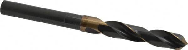 Precision Twist Drill - 9/16" Drill, 118° Point, Cobalt Silver Deming & Reduced Shank Drill Bit - Bright Finish, 6" OAL, Straight Shank, 3" Flute Length, Right Hand Cut, Split Point, Spiral Flute, Regular Spiral - Americas Industrial Supply