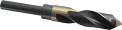 Precision Twist Drill - 27/32" Drill, 118° Point, Cobalt Silver Deming & Reduced Shank Drill Bit - Bright Finish, 6" OAL, Straight Shank, 3" Flute Length, Right Hand Cut, Split Point, Spiral Flute, Regular Spiral - Americas Industrial Supply