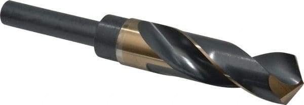 Precision Twist Drill - 29/32" Drill, 118° Point, Cobalt Silver Deming & Reduced Shank Drill Bit - Bright Finish, 6" OAL, Straight Shank, 3" Flute Length, Right Hand Cut, Split Point, Spiral Flute, Regular Spiral - Americas Industrial Supply