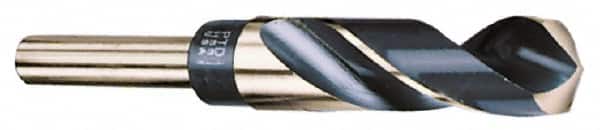 Interstate - 1-3/32" Drill, 118° Point, Cobalt Silver Deming & Reduced Shank Drill Bit - Bright Finish, 6" OAL, Straight Shank, 3" Flute Length, Right Hand Cut, Standard Point, Spiral Flute, Regular Spiral - Americas Industrial Supply