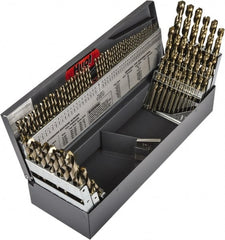 Precision Twist Drill - 1/16 to 1/2", 135° Point, Gold Finish, Cobalt Jobber Length Drill Bit Set - Americas Industrial Supply