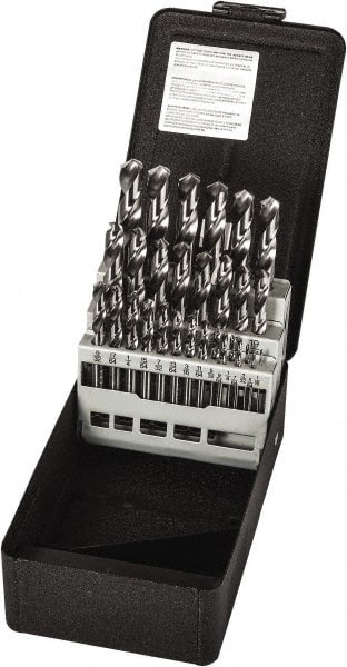 Precision Twist Drill - 1/16 to 1/2", 118° Point, Bright Finish, High Speed Steel Screw Machine Length Drill Bit Set - Americas Industrial Supply