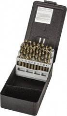 Precision Twist Drill - 135° Point, Gold Finish, Cobalt Screw Machine Length Drill Bit Set - Americas Industrial Supply
