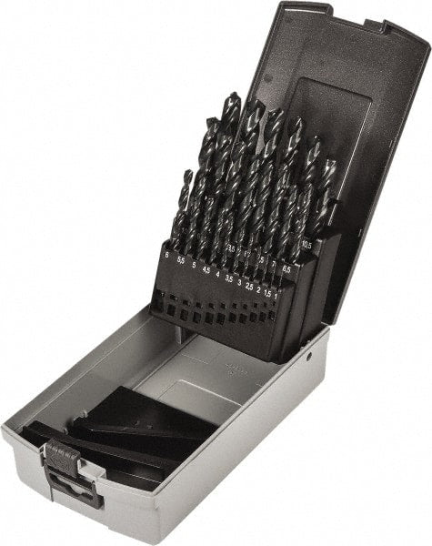 Precision Twist Drill - 1 to 13mm, 118° Point, Oxide Finish, High Speed Steel Jobber Length Drill Bit Set - Americas Industrial Supply