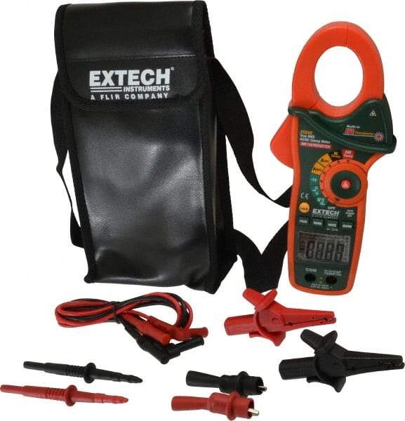 Extech - EX840, CAT IV, Digital True RMS Auto Ranging Clamp Meter with 1.7" Clamp On Jaws - 1000 VAC/VDC, 1000 AC/DC Amps, Measures Voltage, Capacitance, Continuity, Frequency, Resistance, Temperature - Americas Industrial Supply