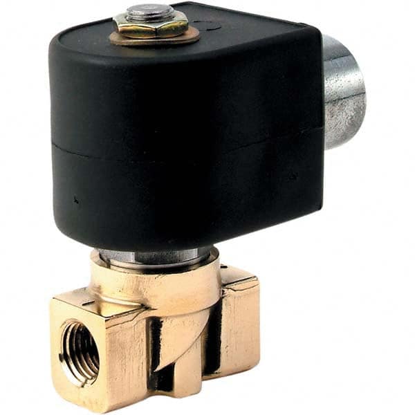 Parker - 24/60 VAC 1/4" NPT Port Brass Two-Way Direct Acting Solenoid Valve - Americas Industrial Supply