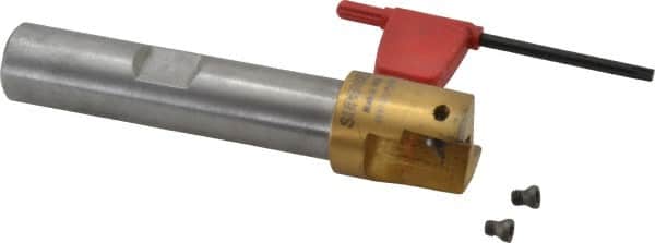 Superbee - 0.07 to 0.13 Inch Cutting Radius, 1 Inch Cutter Diameter, 2 Style EM15 Inserts, 3/4 Inch Shank Diameter, Indexable Convex Radius Cutter - 4.5 Inch Overall Length - Americas Industrial Supply