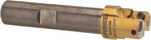 Superbee - 0.14 to 0.19 Inch Cutting Radius, 1 Inch Cutter Diameter, 2 Style EM15 Inserts, 3/4 Inch Shank Diameter, Indexable Convex Radius Cutter - 4.5 Inch Overall Length - Americas Industrial Supply