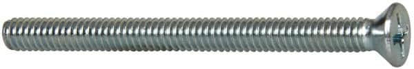 Value Collection - #8-32 UNC, 2" OAL Phillips Drive Machine Screw - Flat Head, Grade 2 Steel, Zinc-Plated Finish, Without Washer - Americas Industrial Supply