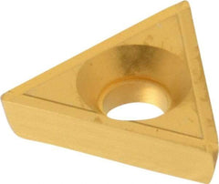 Value Collection - TPEG2.521 Grade ICC66 Carbide Turning Insert - TiN Finish, 60° Triangle, 5/16" Inscr Circle, 1/8" Thick, 1/64" Corner Radius - Americas Industrial Supply