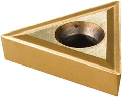 Interstate - TT321 Grade TCN55 Carbide Turning Insert - TiN/TiC/TiCN/TiN Finish, 60° Triangle, 3/8" Inscr Circle, 1/8" Thick, 1/64" Corner Radius - Americas Industrial Supply
