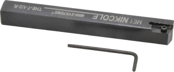 NIKCOLE MINI-SYSTEMS - External Thread, 4-1/2" OAL, Right Hand Indexable Grooving Cutoff Toolholder - 1/2" Shank Height x 1/2" Shank Width, GIE Insert Style, THE Toolholder Style, Series Mini-Systems - Americas Industrial Supply