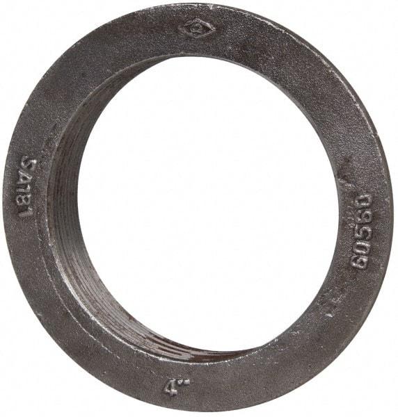 Made in USA - 4" Pipe, 5-3/4" Diam x 5/16" Thick, Tank Flange without Pilot - For Threaded Pipe, 1-7/32" Overall Height, 5-1/8" Bottom Diam, 4-13/16" Top Diam, Carbon Steel - Americas Industrial Supply