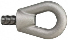 Made in USA - 9,000 Lb Capacity, Alloy Steel, 1-8 Thread, Fixed Lifting Eye Bolt - Fully Threaded, 1-7/8" Shank, 1-7/8" Thread Length, Shoulder - Americas Industrial Supply