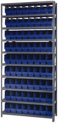 Quantum Storage - 72 Bin Store-More Shelf Bin System - 36 Inch Overall Width x 12 Inch Overall Depth x 75 Inch Overall Height, Blue Polypropylene Bins - Americas Industrial Supply