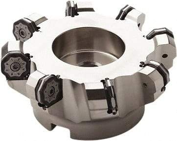 Seco - 175mm Cut Diam, 40mm Arbor Hole, 6mm Max Depth of Cut, 40° Indexable Chamfer & Angle Face Mill - 10 Inserts, ON.. 0905 Insert, Right Hand Cut, 10 Flutes, Series Double OctoMill - Americas Industrial Supply