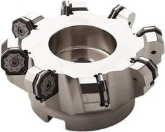 Seco - 95mm Cut Diam, 27mm Arbor Hole, 6mm Max Depth of Cut, 40° Indexable Chamfer & Angle Face Mill - 7 Inserts, ON.. 0905 Insert, Right Hand Cut, 7 Flutes, Through Coolant, Series Double OctoMill - Americas Industrial Supply