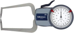 Mitutoyo - 20mm Max Measurement, 0.01mm Graduation, Outside Dial Caliper Gage - 3.3465 Inch Leg Length, 0.03mm Accuracy - Americas Industrial Supply