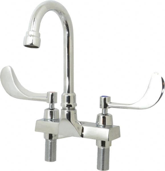 Speakman - Wrist Blade Handle, Centerset Bathroom Faucet - Two Handle, Internal Drain, Gooseneck Spout - Americas Industrial Supply