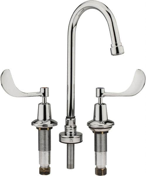 Speakman - Wrist Blade Handle, Wide Spread Bathroom Faucet - Two Handle, No Drain, Gooseneck Spout - Americas Industrial Supply