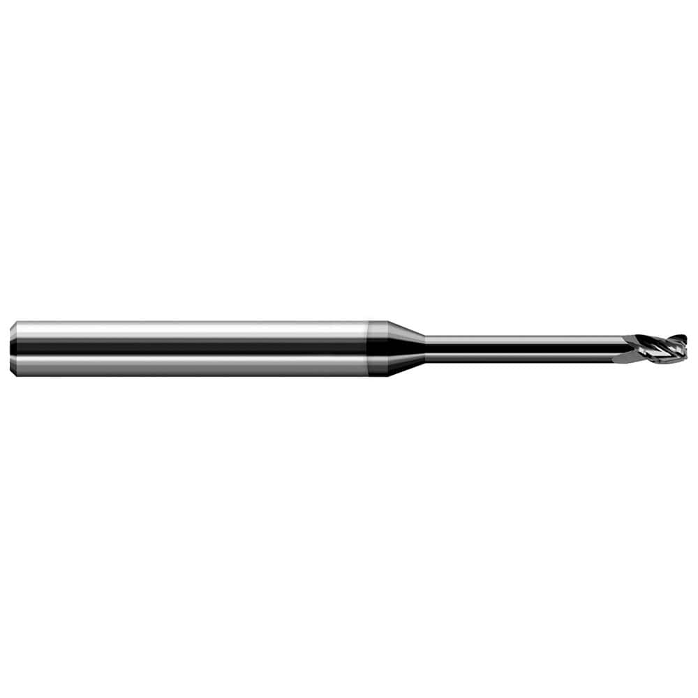 Corner Radius End Mill: 0.062″ Dia, 3/32″ LOC, 0.01″ Radius, 3 Flutes, Solid Carbide 2-1/2″ OAL, 1/8″ Shank Dia, 30 ° Helix, Amorphous Diamond Coated, Corner Radius End