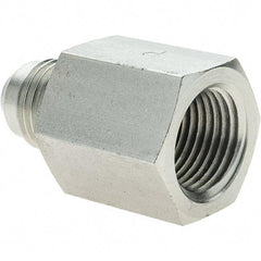 Parker - 3/8" Tube OD, 37° Steel Flared Tube Female Connector - 3/8 NPTF, Flare x FNPT Ends - Americas Industrial Supply