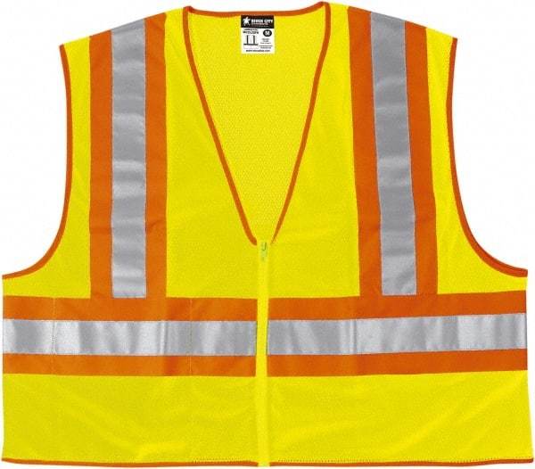 MCR Safety - Size M Flame Resistant/Retardant Lime General Purpose Vest - 24" Chest, ANSI 107-2015, Nonconductive Zipper Closure, 2 Pockets, Polyester - Americas Industrial Supply
