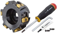 Kennametal - 6 Inserts, 5" Cut Diam, 1-1/2" Arbor Diam, 25.45mm Max Depth of Cut, Indexable Square-Shoulder Face Mill - 0/90° Lead Angle, 2-3/8" High, LN.U 2210.. Insert Compatibility, Series MEGA90 - Americas Industrial Supply