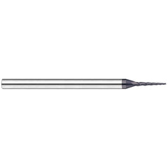 Tapered End Mill: 15 ° per Side, 0.24″ LOC, 3 Flutes, Solid Carbide, Square End 2″ OAL, AlTiN Nano Finish, Series Miniature End Mills - Tapered - Square