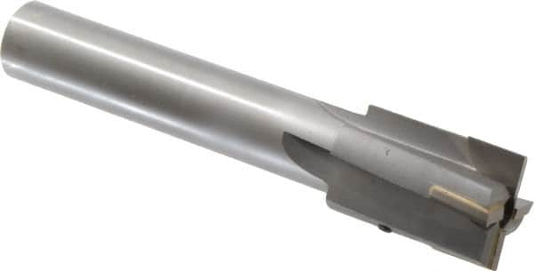 Made in USA - 1-3/8" Diam, 1" Shank, Diam, 4 Flutes, Straight Shank, Interchangeable Pilot Counterbore - 6-5/8" OAL, Bright Finish, Carbide-Tipped - Americas Industrial Supply