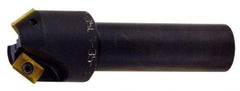 Kyocera - 25° Lead Angle, 9/16" Max Cut Diam, 9/16" Min Cut Diam, 0.31" Max Depth of Cut, Indexable Chamfer and Angle End Mill - 2 Inserts, XPMT 0902.. Insert Style, 2.78" Overall Length, Straight Shank - Americas Industrial Supply