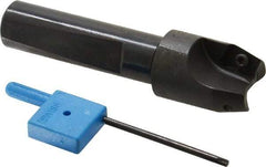 Kyocera - 15° Lead Angle, 9/16" Max Cut Diam, 9/16" Min Cut Diam, 0.34" Max Depth of Cut, Indexable Chamfer and Angle End Mill - 2 Inserts, XPMT 0902.. Insert Style, 2.78" Overall Length, Straight Shank - Americas Industrial Supply