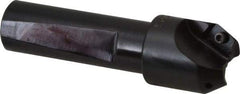 Kyocera - 30° Lead Angle, 9/16" Max Cut Diam, 9/16" Min Cut Diam, 0.3" Max Depth of Cut, Indexable Chamfer and Angle End Mill - 2 Inserts, XPMT 0902.. Insert Style, 2.78" Overall Length, Straight Shank - Americas Industrial Supply
