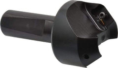 Kyocera - 41° Lead Angle, 1" Max Cut Diam, 1" Min Cut Diam, 0.433" Max Depth of Cut, Indexable Chamfer and Angle End Mill - 2 Inserts, XPMT 15T3.. Insert Style, 3.15" Overall Length, Straight Shank - Americas Industrial Supply