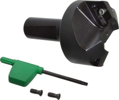 Kyocera - 60° Lead Angle, 1" Max Cut Diam, 1" Min Cut Diam, 0.284" Max Depth of Cut, Indexable Chamfer and Angle End Mill - 2 Inserts, XPMT 15T3.. Insert Style, 3.15" Overall Length, Straight Shank - Americas Industrial Supply