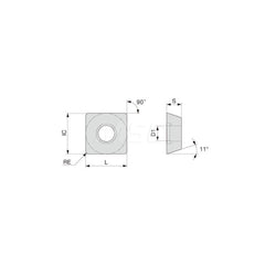 Turning Insert:  SPGW431 TH10,  Solid Carbide Uncoated Finish,  Neutral,  1/2″ Inscribed Circle,  0.0160″ Corner Radius,  90.0 &deg N/A Square,  Series  SPGW