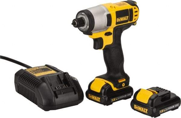 DeWALT - 12 Volt, 1/4" Drive, 79 Ft/Lb Torque, Cordless Impact Driver - Pistol Grip Handle, 2450 RPM, 2 Lithium-Ion Batteries Included - Americas Industrial Supply