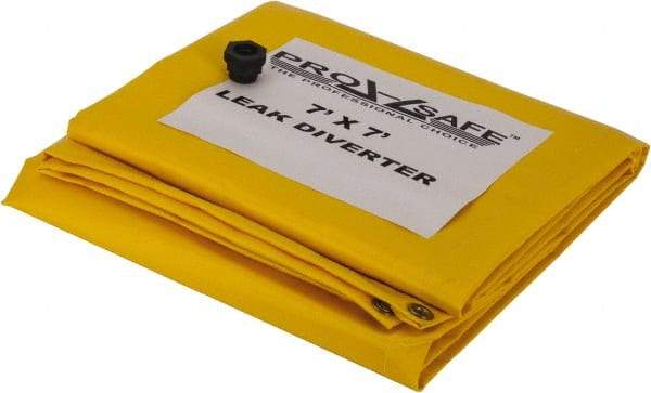 PRO-SAFE - Tarp-Shaped Heavy Duty Roof Leak Diverter - 7' Long x 7' Wide x 18 mil Thick, Yellow - Americas Industrial Supply