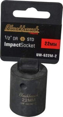 Blackhawk by Proto - 1/2" Drive 22mm Standard Impact Socket - 6 Points, 1-5/8" OAL - Americas Industrial Supply