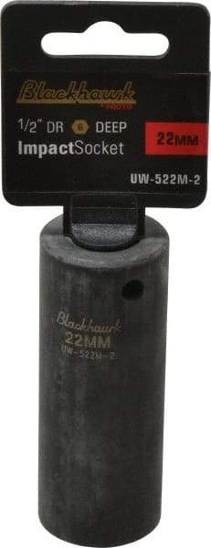 Blackhawk by Proto - 1/2" Drive 22mm Deep Impact Socket - 6 Points, 3-5/16" OAL - Americas Industrial Supply