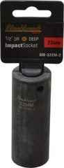 Blackhawk by Proto - 1/2" Drive 22mm Deep Impact Socket - 6 Points, 3-5/16" OAL - Americas Industrial Supply