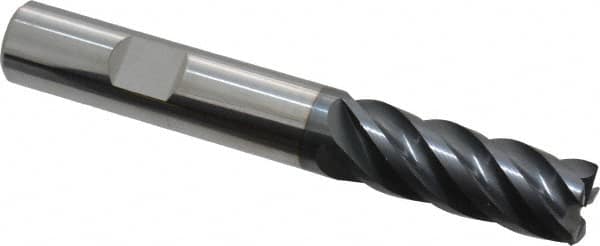 Iscar - 1/2", 5 Flute, Solid Carbide, Corner Chamfer End Mill - 3-1/2" OAL, 1-1/4" LOC - Americas Industrial Supply