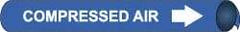 NMC - Pipe Marker with Compressed Air Legend and Arrow Graphic - 6 to 8" Pipe Outside Diam, White on Blue - Americas Industrial Supply