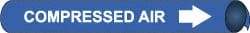 NMC - Pipe Marker with Compressed Air Legend and Arrow Graphic - 3-3/8 to 4-1/2" Pipe Outside Diam, White on Blue - Americas Industrial Supply