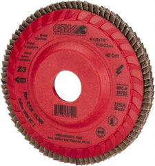 Camel Grinding Wheels - 40 Grit, 4-1/2" Disc Diam, 7/8" Center Hole, Type 27 Zirconia Alumina Flap Disc - 13,300 Max RPM, Poly Cotton Backing, Arbor Attaching System, Coated - Americas Industrial Supply